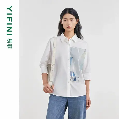 [专柜同款]Yifini/易菲七分袖宽松印花时尚衬衫百搭外套D04C1004图片