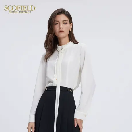 Scofield女装气质花边领可拆卸飘带雪纺衫衬衫上衣2025春季新品商品大图