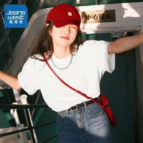 NOB真维斯白色内搭短袖t恤女2025新款夏季青少年纯棉薄款美式上衣图片