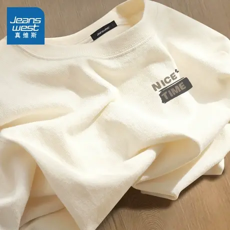 NN真维斯美式纯棉长袖t恤男款春秋季重磅宽松打底衫青少年休闲衣商品大图