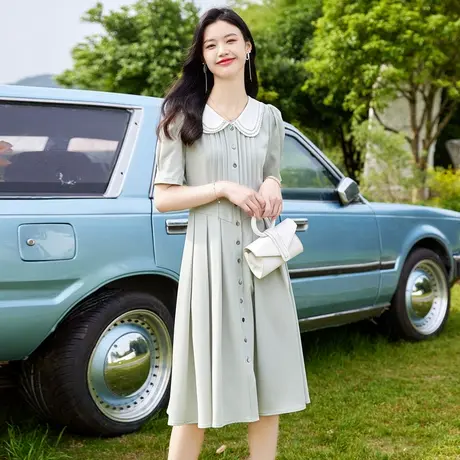 时尚气质优雅短袖连衣裙商品大图