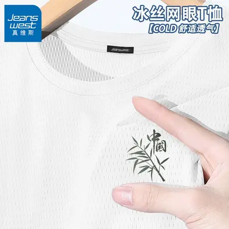 GV真维斯男士短袖t恤2025新款冰感中国风潮流半袖男运动速干上衣C商品大图