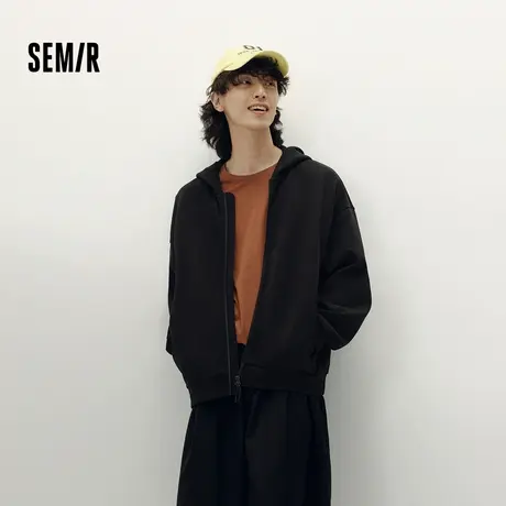 森柔棉|商场同款森马连帽外套男2025秋新款情侣针织夹克宽松百搭商品大图