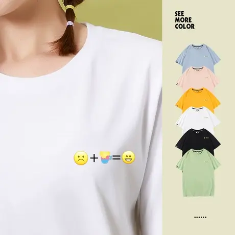 秀洛不开心＋喝酒＝开心 搞笑情侣装打底衫短袖T恤半袖纯棉上衣服商品大图