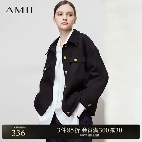 Amii【复古风】2025春季韩版复古休闲减龄空气层夹克外套女春秋商品大图