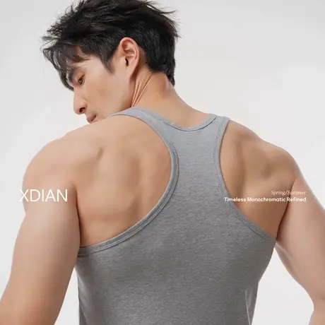 续点「弹力保型」工字背心男款2025新款纯棉运动健身紧身坎肩上衣图片