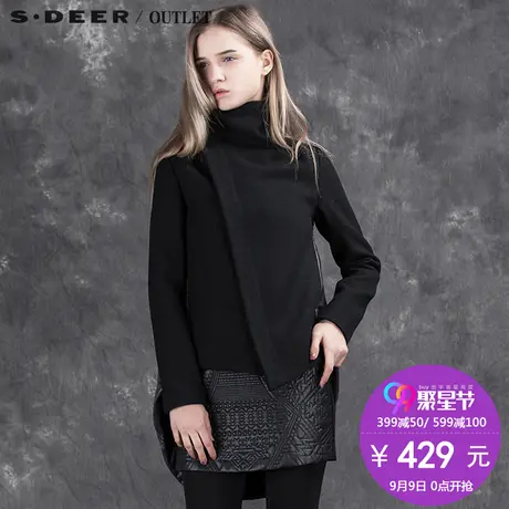 sdeer圣迪奥女装斜襟立领简约拼接外套S15481760🧑商品大图