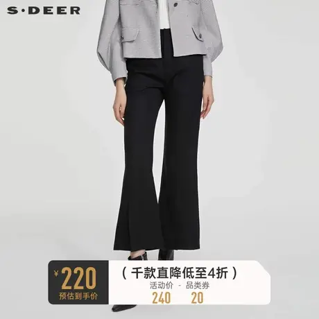 sdeer圣迪奥女装休闲松紧拼接插袋喇叭长裤S231Z0816🙉商品大图