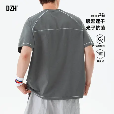 男士灰色运动短袖速干t恤男2025新款排汗衫骑行服男款夏半袖体恤图片