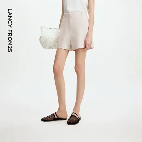 朗姿亚麻直筒高腰短裤高级感通勤风百搭时尚西裤女2025年秋季新款商品大图