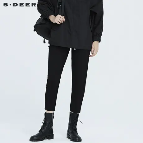 sdeer圣迪奥冬季女装时尚休闲松紧插袋黑色哈伦九分裤S20480818图片
