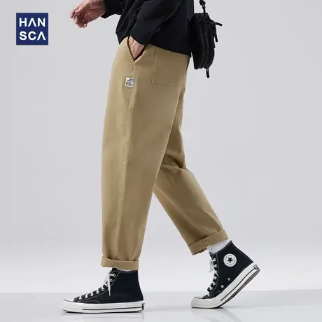 hansca美式复古工装裤男2023新款秋冬季哈伦长裤子直筒锥形休闲裤商品大图