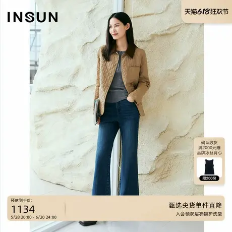 「巴恩风」INSUN恩裳专选老钱风双面穿菱格桑蚕丝棉服外套商品大图