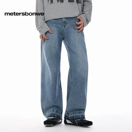 【交个朋友】美特斯邦威牛仔裤男2025夏新款复古水洗宽松阔腿裤ZZ图片