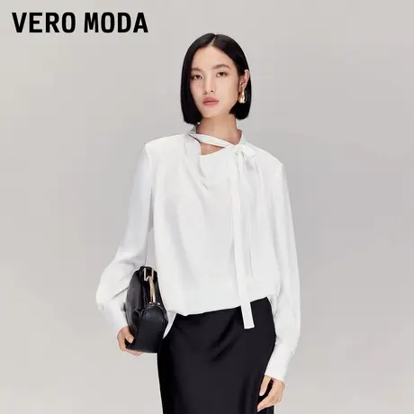 Vero Moda衬衫2025秋季新款领口飘带光泽感荡领优雅上衣325351002商品大图