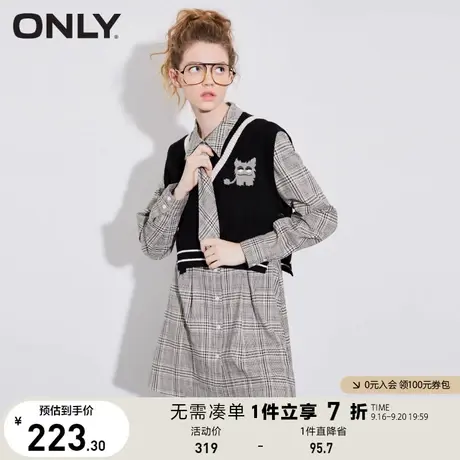 ONLY奥莱夏季学院领带针织马甲套装衬衫连衣裙女图片