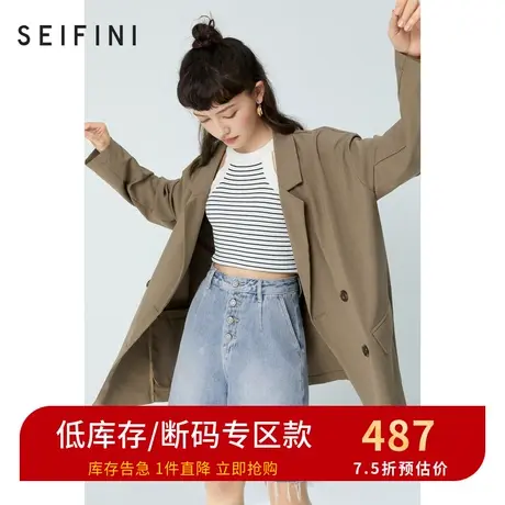 诗凡黎西装商场同款21年新款双排扣有里小西服外套女7C5110631😯商品大图