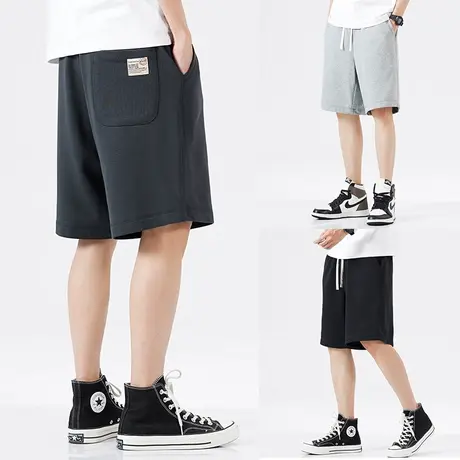 汉斯卡运动短裤男夏季薄款直筒宽松卫裤纯色简约大码休闲五分裤男商品大图