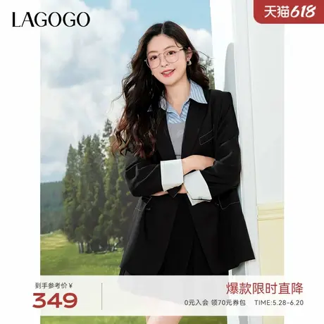 LAGOGO显瘦气质通勤百搭西装女拉谷谷2025春季新款双排扣休闲外套商品大图