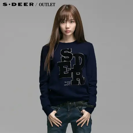 【新品】sdeer圣迪奥专柜正品女春装字母LOGO抓绒加厚卫衣4382270图片