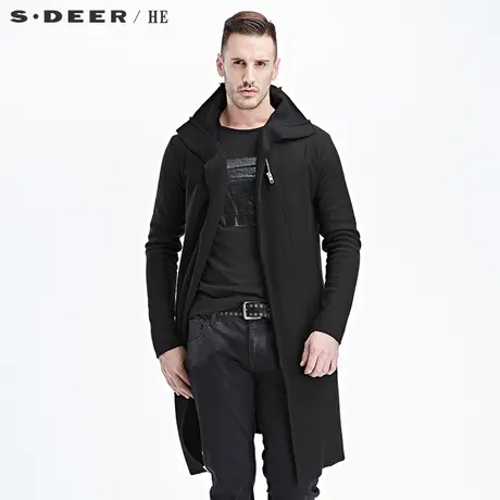 sdeerhe圣迪奥男装设计感半开襟不规则羊毛中长款上衣H15373519图片