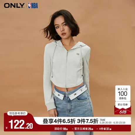 ONLY奥莱夏季NBA联名款短款开衫连帽长袖卫衣女商品大图