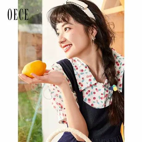 Oece设计感小众上衣新款夏装女装泡泡袖女士衬衫法式气质衬衣商品大图