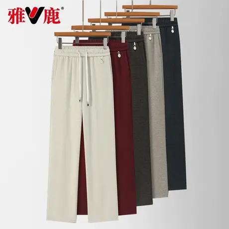 雅鹿高腰妈妈裤子春秋新款宽松显瘦直筒裤大码中老年阔腿休闲裤图片