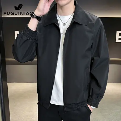 富贵鸟翻领外套男士防风上衣服秋季2025年新款潮流宽松休闲夹克男图片