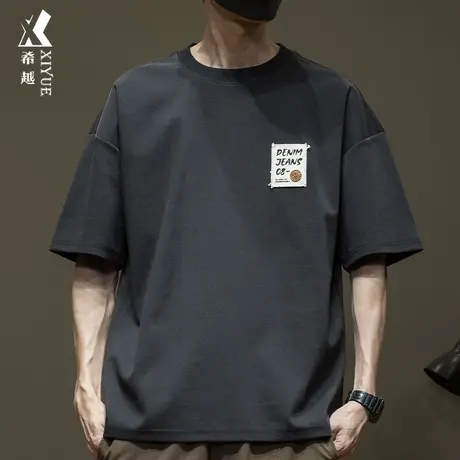希越天丝棉短袖T恤男2025夏季新款男装宽松大码男士夏装男生衣服图片