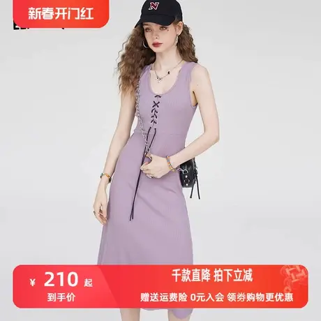 【商场同款】妖精的口袋无袖吊带连衣裙女2023秋新v领设计感裙子商品大图