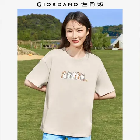 佐丹奴T恤女装印花纯棉圆领短袖T恤 99394122商品大图