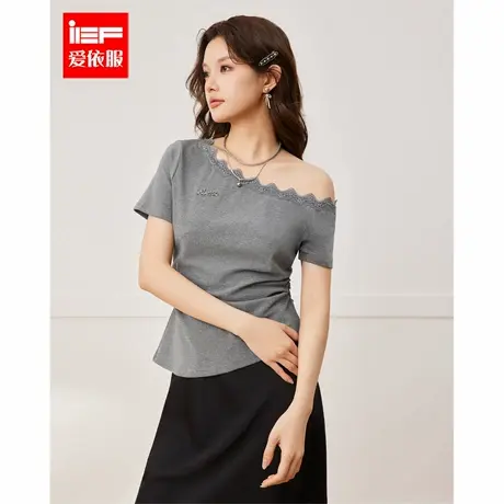 IEF/爱依服2025夏季新款露肩气质辣妹纯色百搭通勤温柔显瘦上衣图片