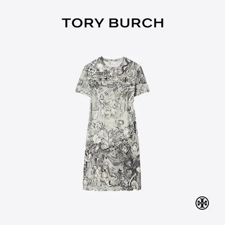 TORY BURCH 汤丽柏琦 印花棉质短袖T恤连衣裙 175575商品大图