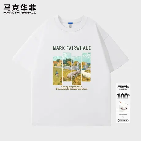 马克华菲美式潮牌纯棉圆领短袖T恤男款夏季薄款ins休闲印花上衣X图片