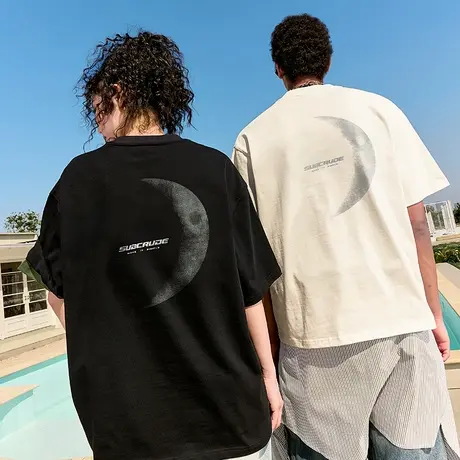 Nuthink美式复古潮牌印花短袖T恤重磅宽松潮流半袖男女2025夏新款图片