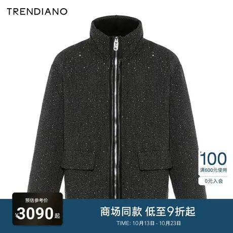 TRENDIANO官方拉链立领微阔肌理感羽绒服男潮2023新款冬季图片