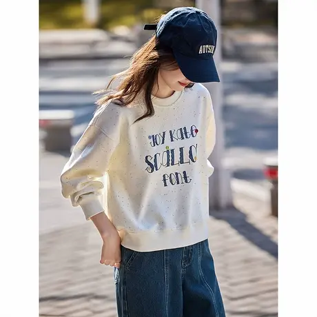 时尚休闲卫衣2025年春季圆领休闲宽松减龄学院风街头感上衣图片