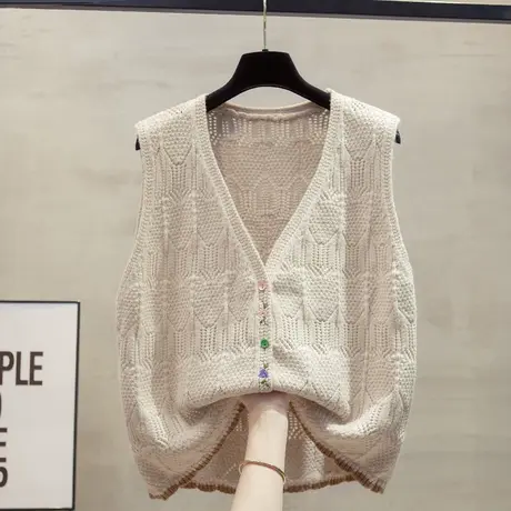 开衫v领针织马甲背心女2025春秋新款宽松外穿马夹叠穿毛衣坎肩潮商品大图