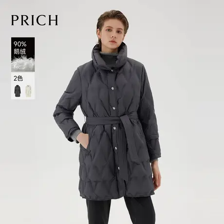 【90%鹅绒】PRICH时尚菱格羽绒服冬季新款通勤保暖厚外套女图片