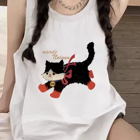 纯棉辣妹吊带坎肩背心无袖t恤女2025夏季外穿高级感宽松挂脖上衣图片