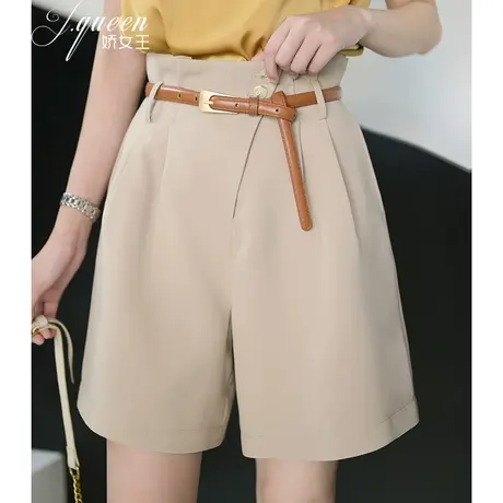 西装短裤女夏季新款高腰显瘦时尚宽松设计感休闲直筒阔腿五分中裤商品大图