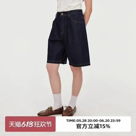 omont蛋挞家 复古原色直筒牛仔短裤2025春季百搭高腰显瘦休闲裤子商品大图