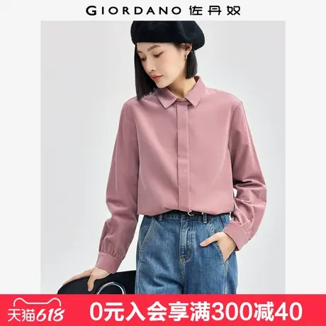 佐丹奴知识分子风衬衫女纯棉灯芯绒暗门筒长袖休闲衬衣女05344864图片