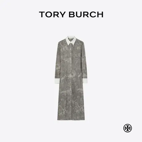 TORY BURCH 汤丽柏琦 印花束腰长袖连衣裙 174747商品大图