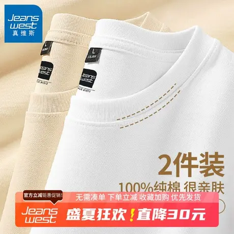 GV真维斯纯棉长袖t恤男款春秋季新款潮流重磅宽松休闲大码打底衫B商品大图