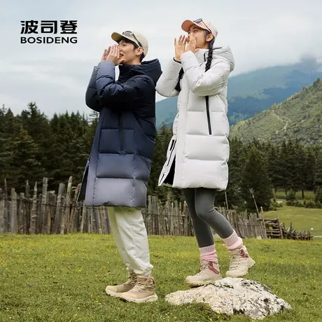 【tia专属】波司登冬季情侣同款廓形休闲阿勒泰中长款连帽羽绒服图片