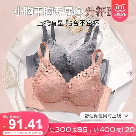 内衣女小胸聚拢薄款收副乳防下垂加厚上托胸罩无钢圈文胸平胸专用图片