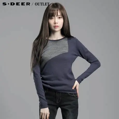 sdeer圣迪奥专柜正品女休闲几何图案撞色针织衫4383591图片