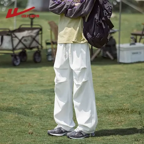 回力美式褶皱工装伞兵裤男士夏季薄款2025新款宽松休闲运动长裤子图片